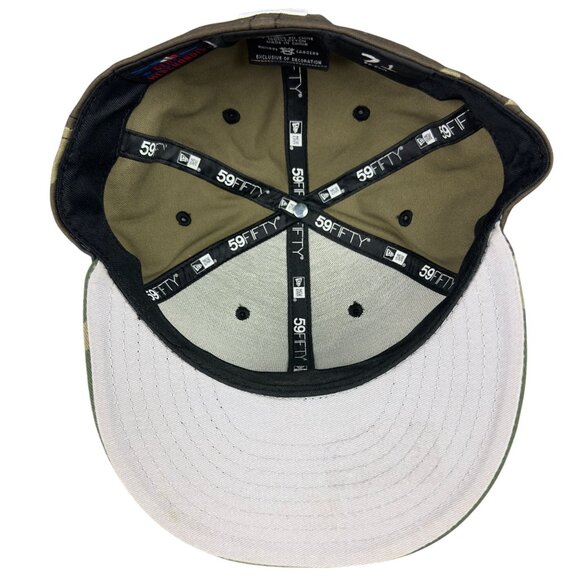 New Era Los Angeles Dodgers Camo Fitted Hat Size 7 1/8 Cotton Green & Brown - Picture 11 of 16